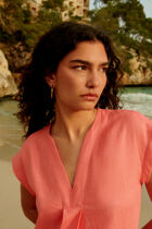 Mirabelle 100% linen dress bright pink woman