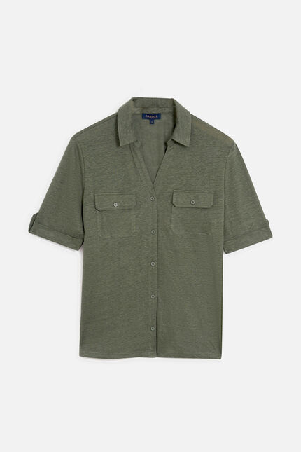 Bluse Estela 100 % Leinen khakigrün damen