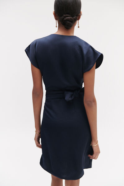 Robe laila satinée bleu marine femme