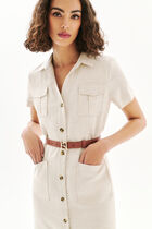 Rlaurie dress 100% linen sand woman