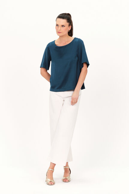 Blouse cirielle bleu petrole femme