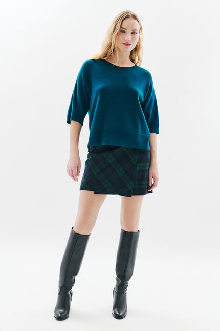 Pull mfisher 100% laine bleu canard femme