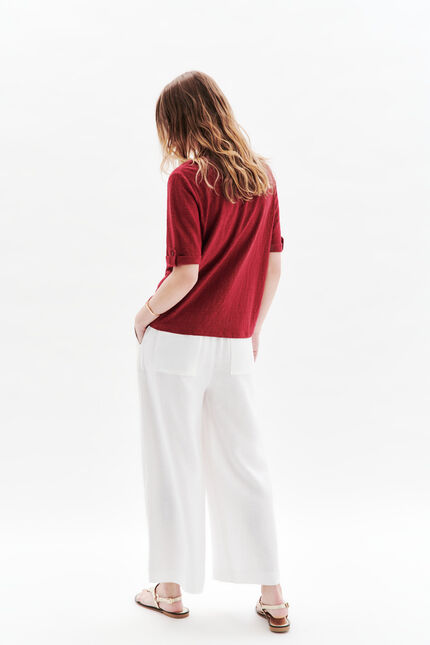 Camisa estela 100 % lino burdeos mujer