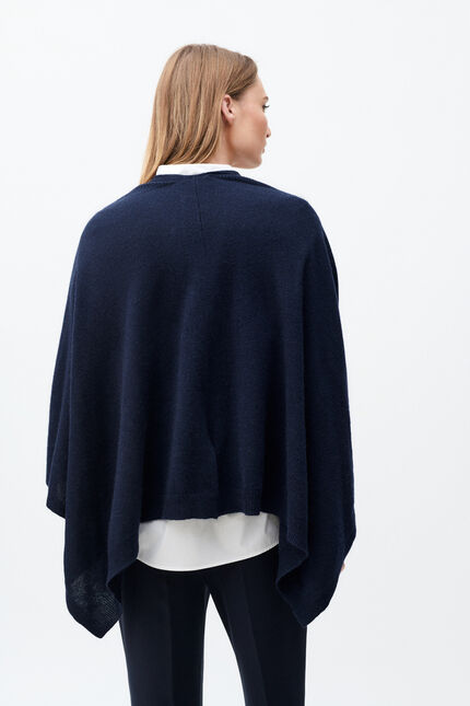 Hera 100% cashmere poncho navy blue woman