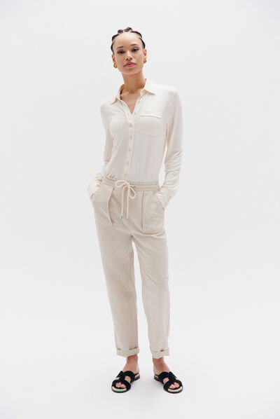 Camisa em jersey Albi cru mulher