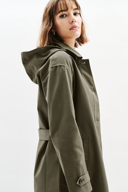 Trench gabardine vert kaki femme