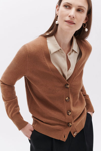 Pull marika marron cognac femme