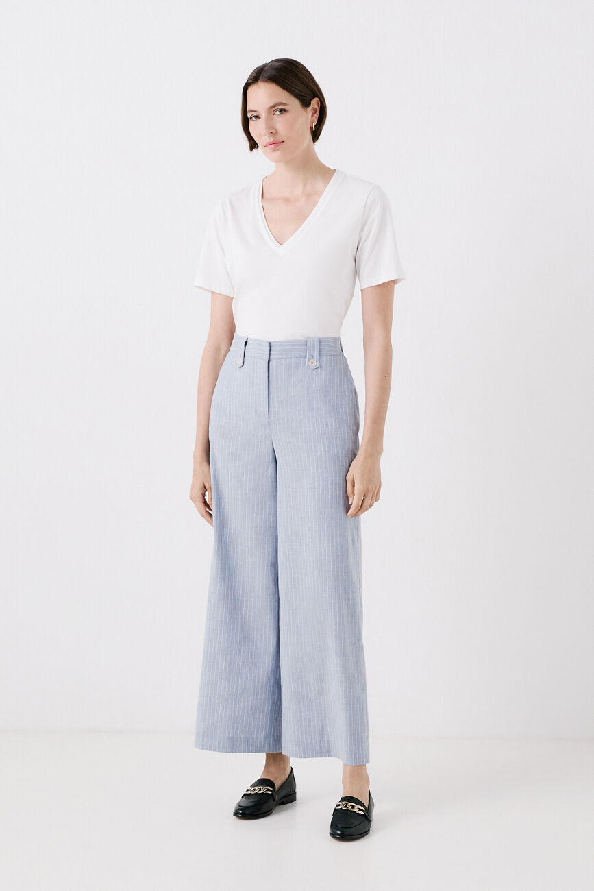 Pantalon pilier bleu ciel femme