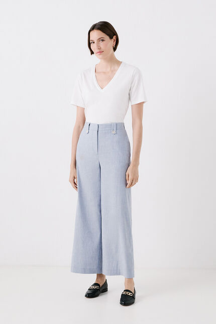 Pantalon pilier bleu ciel femme