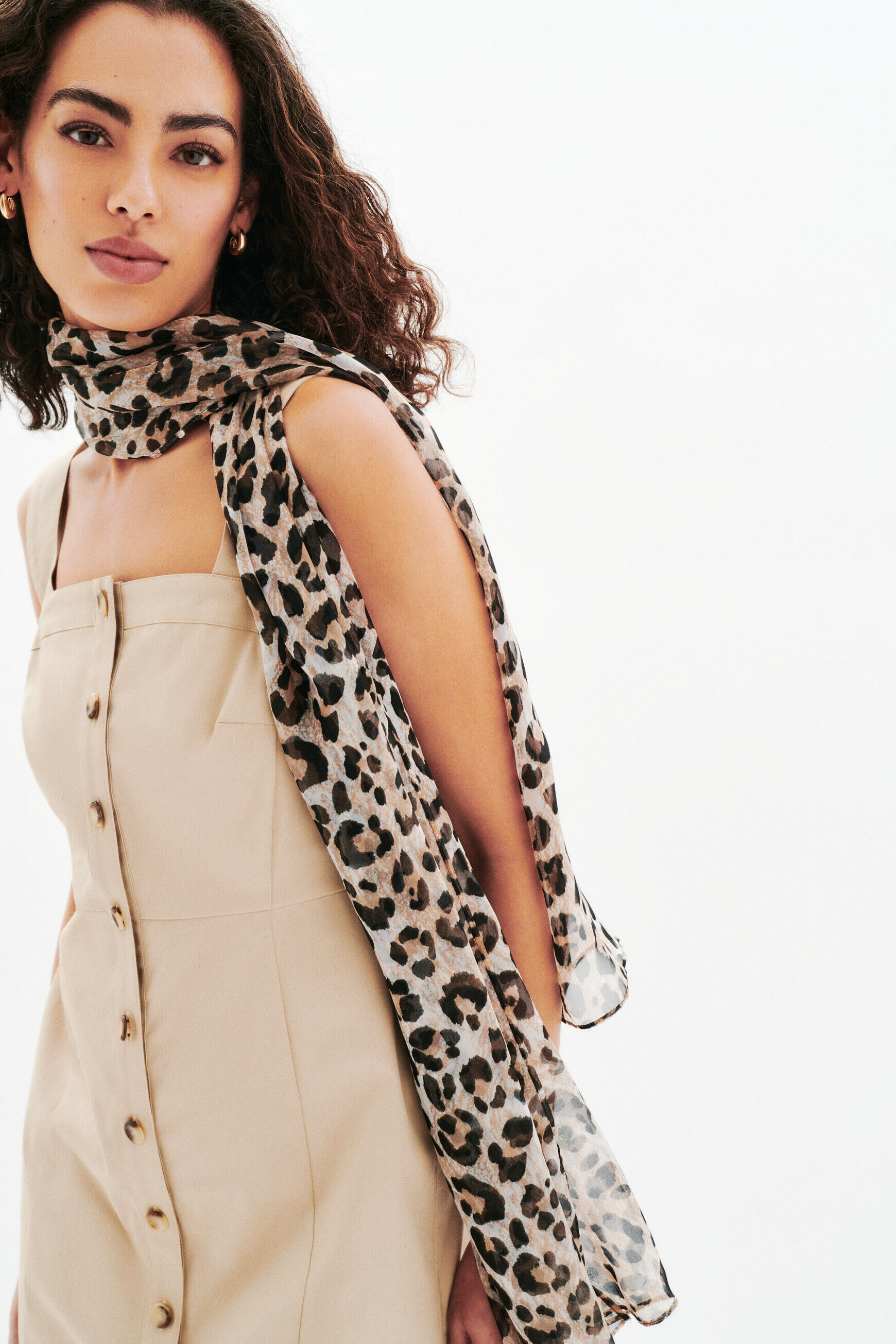 Foulard Leon 100% soie camel femme