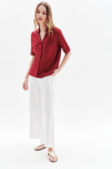 Camisa estela 100 % lino burdeos mujer