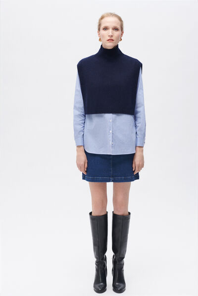 Poncho ysee azul-marinho mulher