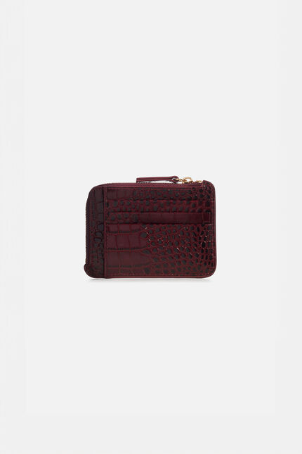 Porte-cartes stanley3 en cuir naturel bordeaux femme