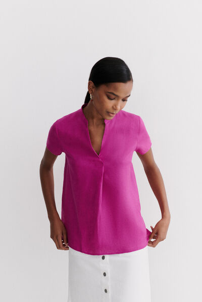 Blusa Kat 100% linho violeta mulher