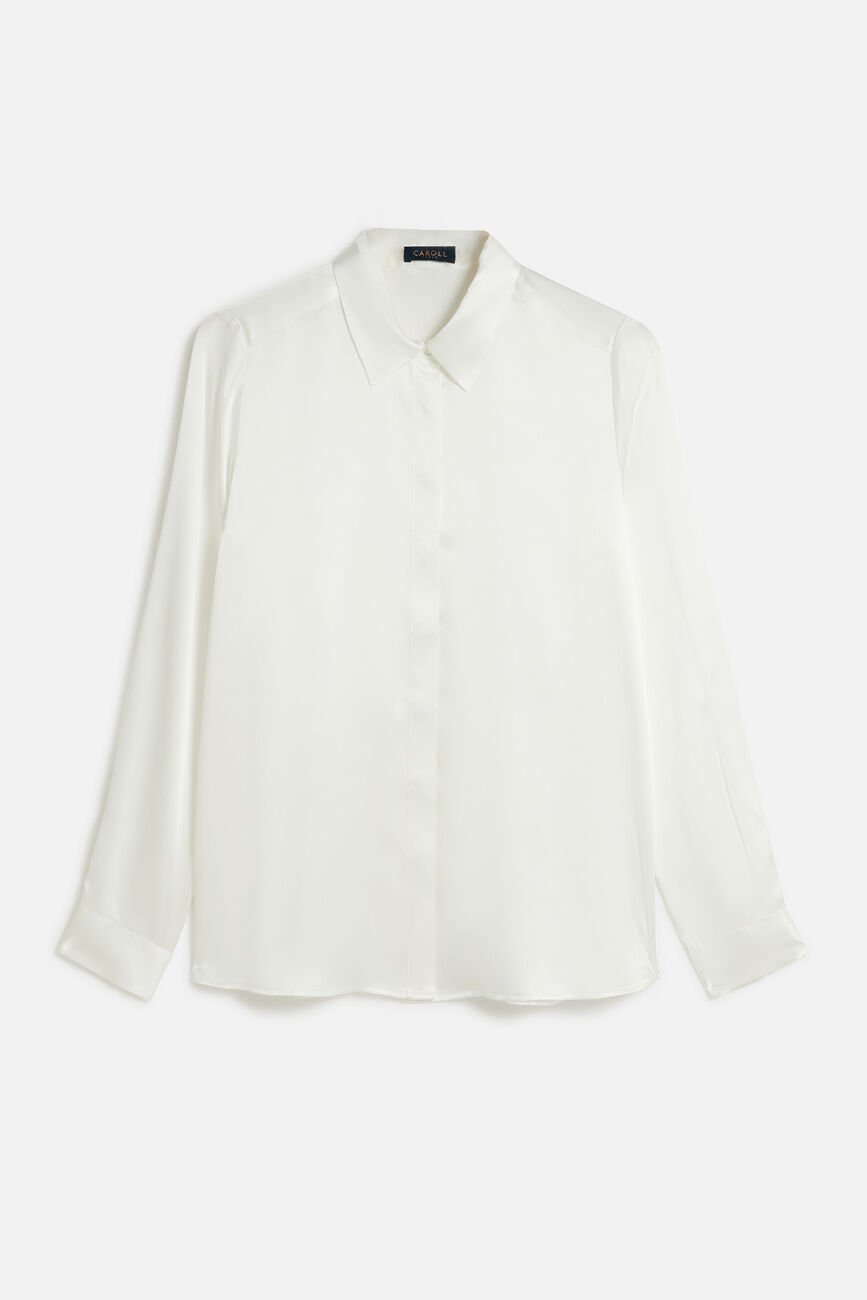 Camisa cjamie1 100% seda marfim mulher