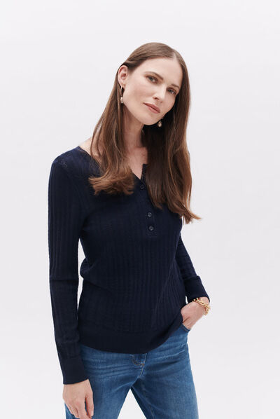 Pull maory bleu marine femme