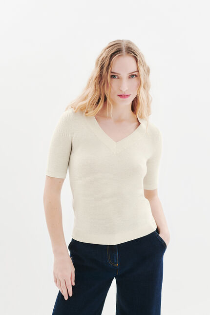 Pull Mlevi ecru femme