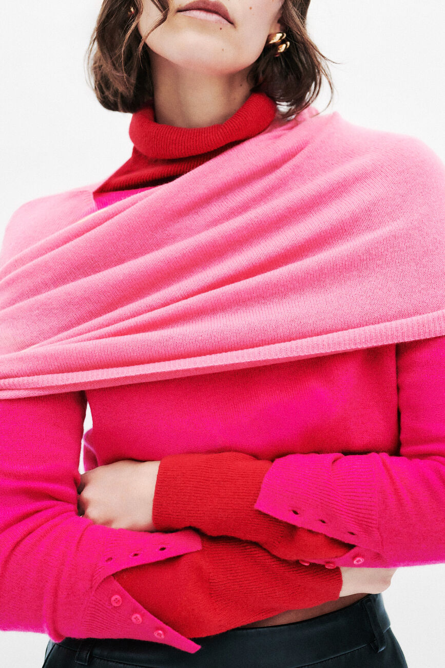 Pull mzoan 100% cachemire vieux rose femme