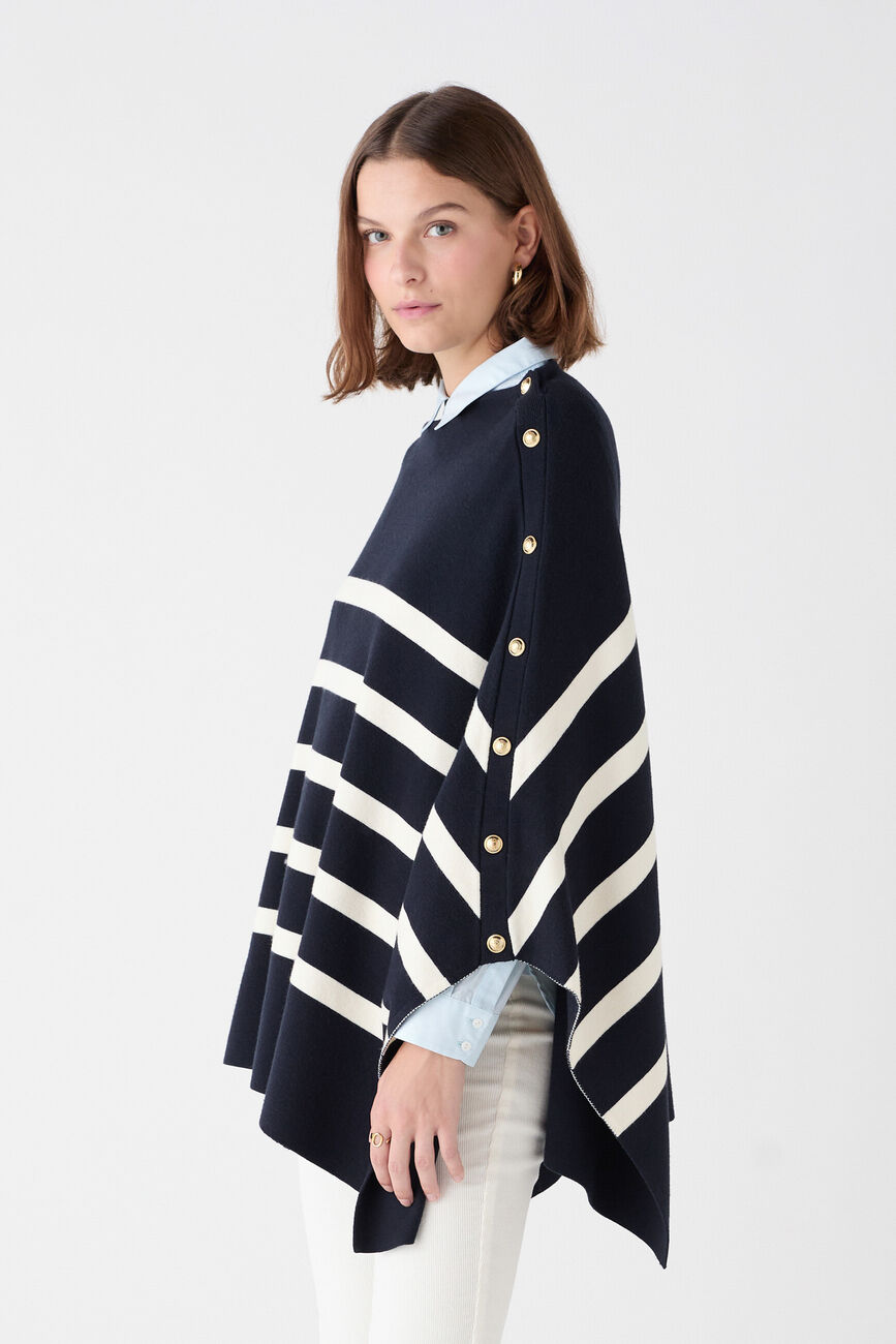 Poncho Helvirane bleu marine femme