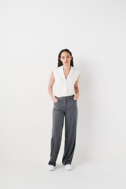 Pantalon pvoyelle gris fonce femme