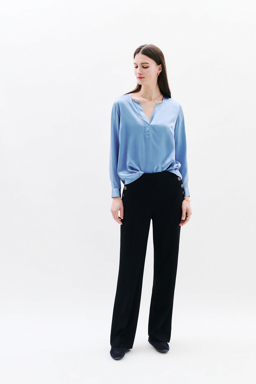 Blusa Clisa 100% seta bleu lavande donna