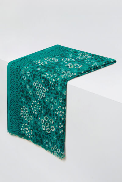 foulard phoebe 100% laine bleu canard femme