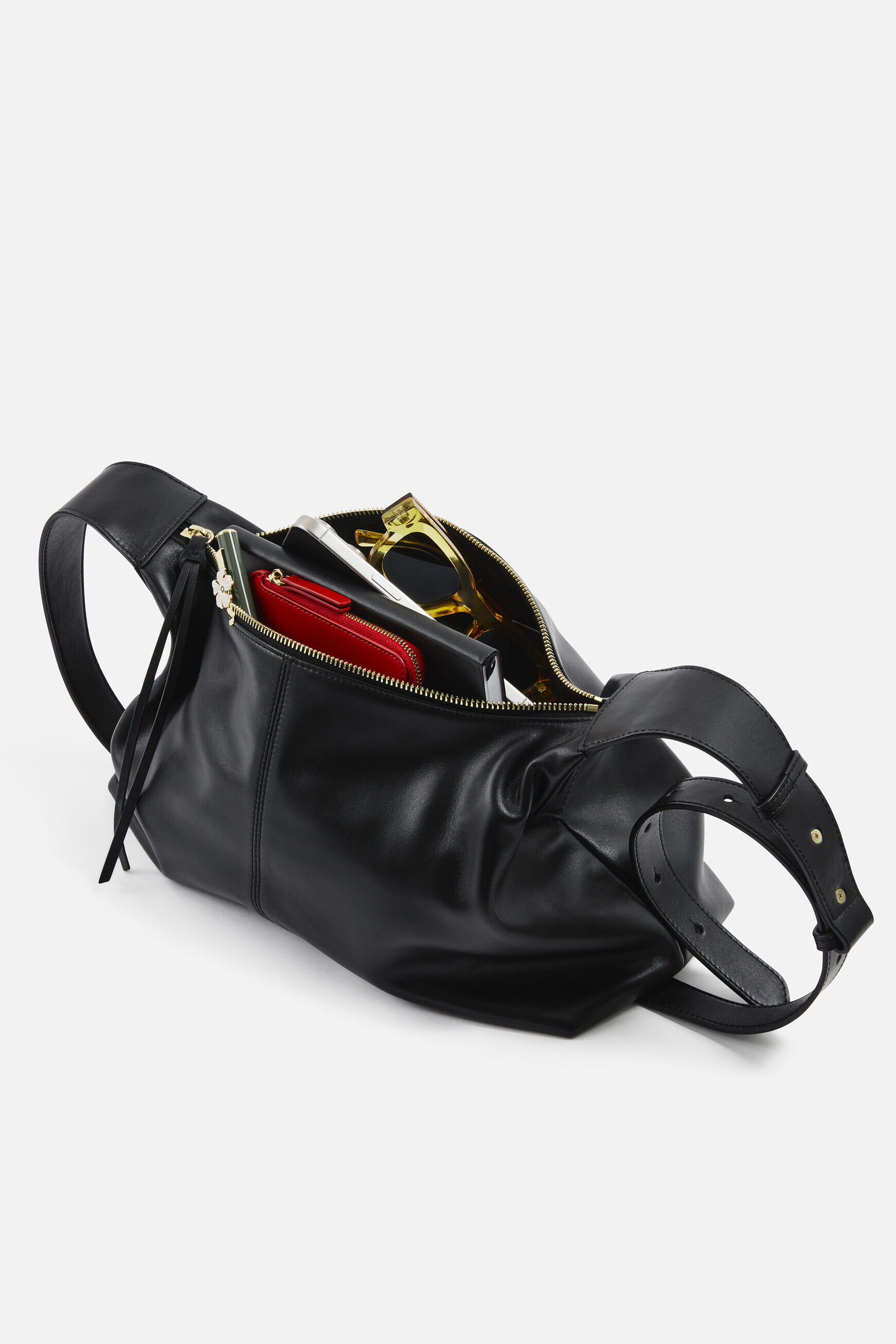 Sac soane en cuir naturel noir femme