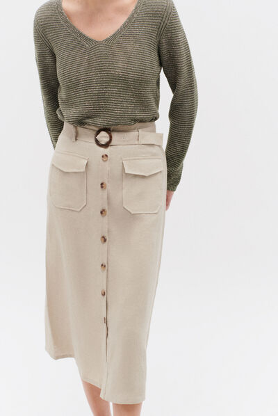 jupe agnes 100% lin taupe femme