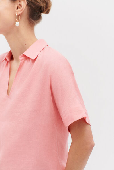 Blusa Sonia 100% lino rosa corallo donna