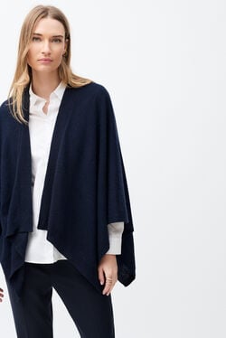 Poncho hera 100% kasjmier marineblauw vrouw