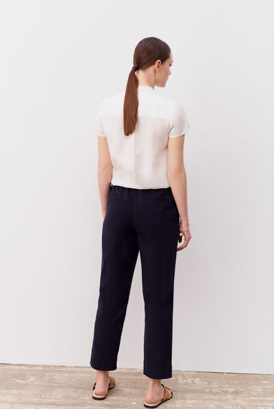 Broek Romeo marineblauw vrouw