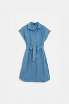 Kelly dress baby blue denim woman