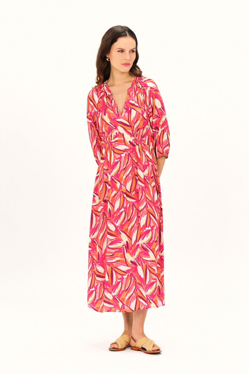 Robe ribye rose vif femme