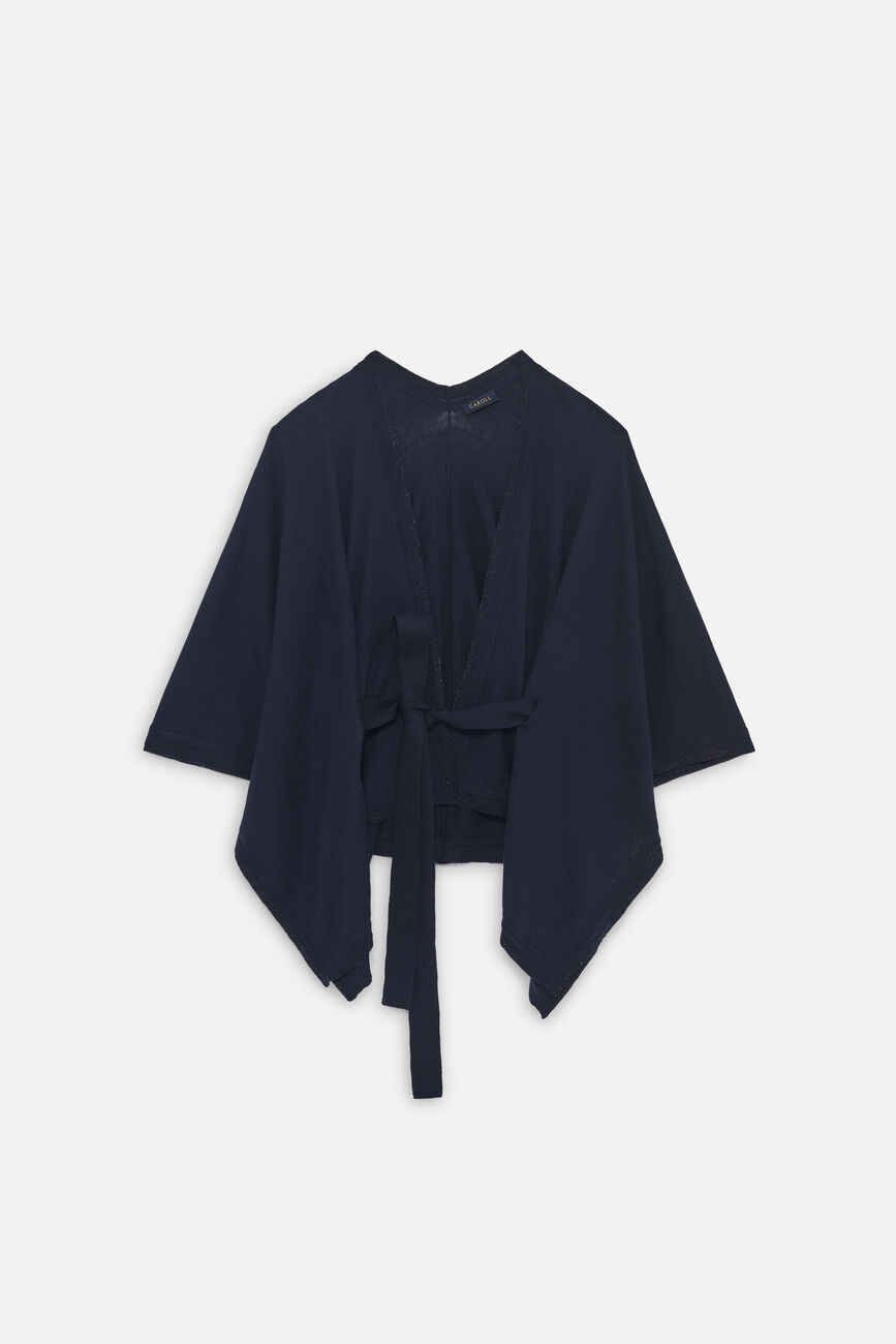 Poncho Alban bleu foncé femme