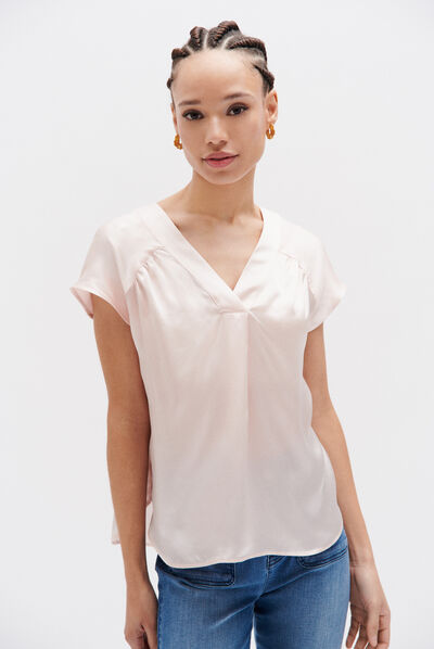 Blusa 100% seta Tatiana rosa chiaro donna