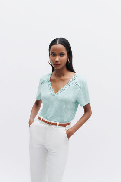 t-shirt lolita 100% lin vert menthe femme