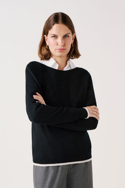 Pull mzoa 100% cachemire noir femme
