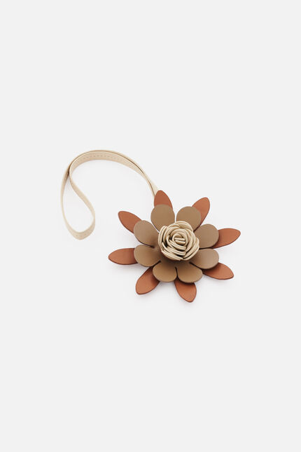 Porte-clés Siflore en cuir naturel beige femme