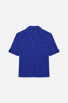 Estela 100% linen shirt turquoise blue woman