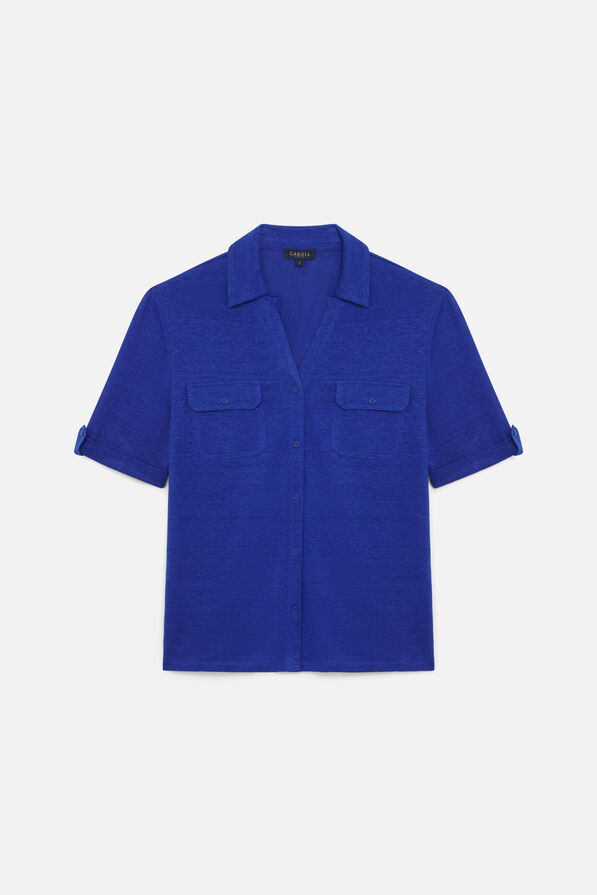 Camisa estela 100 % lino azul turquesa mujer