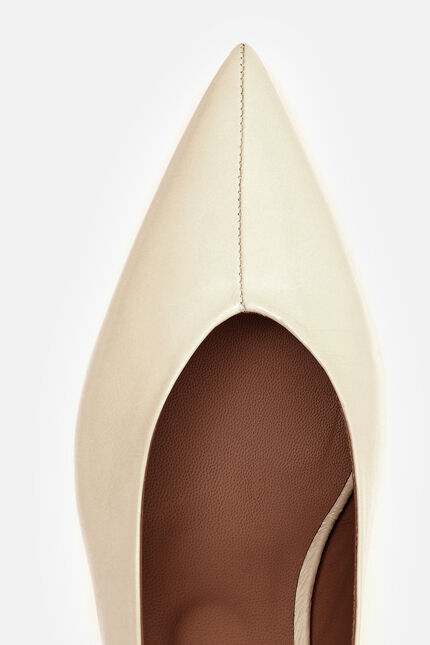 Sandalias Escarpi de cuero natural crema mujer