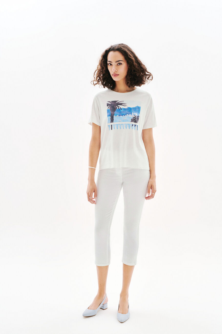 Maglietta Tim-Palme ecru donna