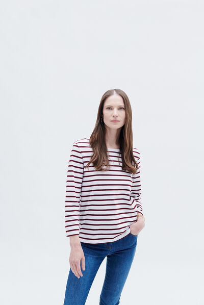 T-shirt trifine bordeaux femme
