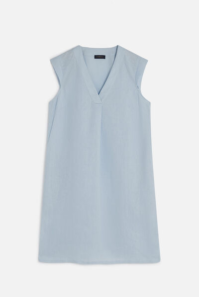 Vestido Pamela 100 % lino azul celeste mujer