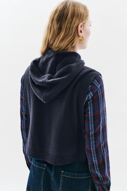 Poncho Yseo azul-marinho mulher