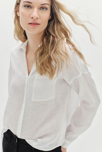 chemisier florentine 100% lin blanc femme