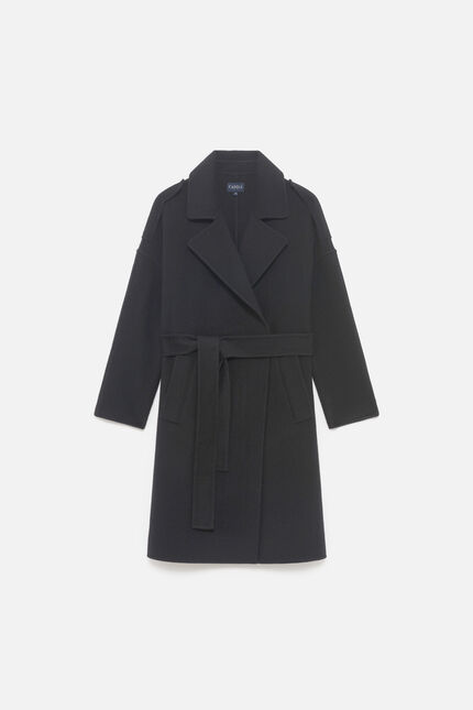 Manteau geant 100% laine noir femme