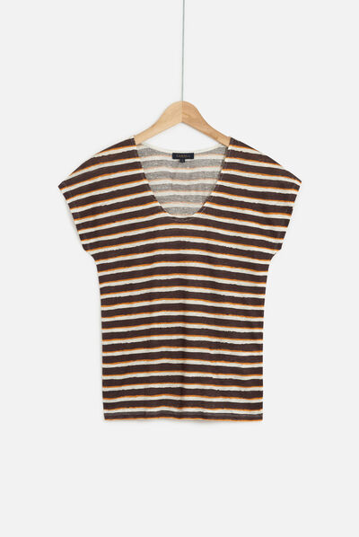 t-shirt murina 100% lin marron fonce femme