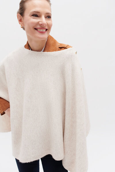 poncho lisa b beige femme