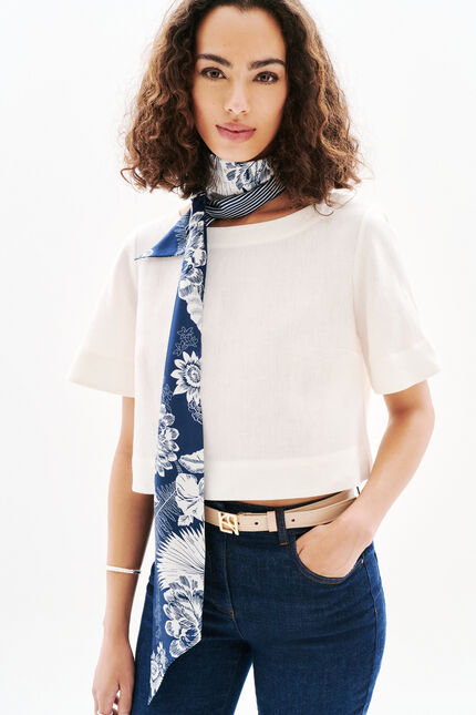Foulard Mila 100% soie bleu marine femme